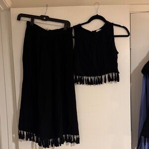 DO+BE Black Fringe Two-Piece Set